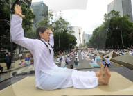 Yoga Mass Class Celebrated In Mexico