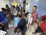 Killed and wounded Palestinians, after the Israeli attack, are being brought to Nasser hospitalGazans wounded after Israeli attack