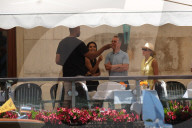 Guests And Celebrities Spend Time On The Terrace Of The Gritti Hotel Waiting For The Wedding Of Jeff Bezos And Lauren Sanchez - 01 July 2025
