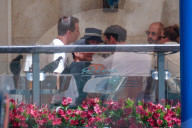 Guests And Celebrities Spend Time On The Terrace Of The Gritti Hotel Waiting For The Wedding Of Jeff Bezos And Lauren Sanchez - 01 July 2025
