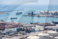 The Container Ship Zim Luanda Leaves The Port Of Barcelona.