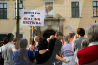Protest Under The Papal Window In Krakow
