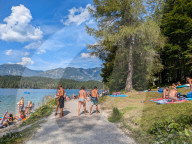 People In Summer At Bavarian Lake Eibsee