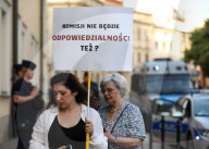 Protest Under The Papal Window In Krakow