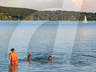 Summer Evening In Water Of Lake