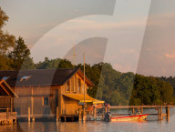 Water Rescue Boat At Sunset