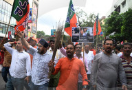 BJP  Protest Against Gang Rape In Kolkata, India