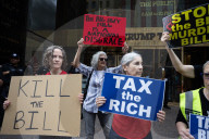 Protesters Denounce Trump's "One Big, Beautiful Bill" In Front Of Trump Tower 