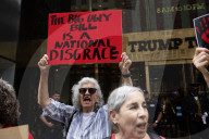 Protesters Denounce Trump's "One Big, Beautiful Bill" In Front Of Trump Tower 