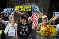Protesters Denounce Trump's "One Big, Beautiful Bill" In Front Of Trump Tower 