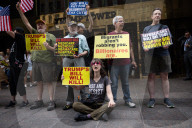 Protesters Denounce Trump's "One Big, Beautiful Bill" In Front Of Trump Tower 