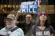 Protesters Denounce Trump's "One Big, Beautiful Bill" In Front Of Trump Tower 