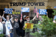 Protesters Denounce Trump's "One Big, Beautiful Bill" In Front Of Trump Tower 