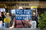 Protesters Denounce Trump's "One Big, Beautiful Bill" In Front Of Trump Tower 