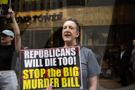 Protesters Denounce Trump's "One Big, Beautiful Bill" In Front Of Trump Tower 