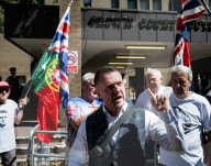 Tommy Robinson AKA Stephen Yaxley Lennon departs Southwark Crown Court, London, UK. 