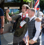 Tommy Robinson AKA Stephen Yaxley Lennon departs Southwark Crown Court, London, UK. 