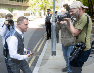 Tommy Robinson AKA Stephen Yaxley Lennon arrives at Southwark Crown Court, London, UK. 