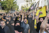 Hezbollah Supporters Mourn in Beirut After Death of Abu Ali Al-Khalil and Son
