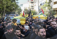 Hezbollah Supporters Mourn in Beirut After Death of Abu Ali Al-Khalil and Son