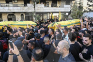 Hezbollah Supporters Mourn in Beirut After Death of Abu Ali Al-Khalil and Son