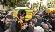 Hezbollah Supporters Mourn in Beirut After Death of Abu Ali Al-Khalil and Son