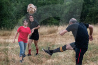 Soccer Match With Head Of Dictator Franco As Ball