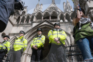 Protestors Gather At The Royal Courts Of Justice, London In Support Of Palestine Action
