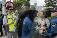 Protester Demanding Cancellation Of New Airport Blocked By Police While Seeking Meeting With Ruling Party Lawmaker