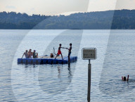 Floating Bathing Platform With Swimmers