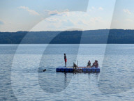 Floating Bathing Platform With Swimmers