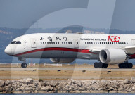 Shanghai Airlines Boeing 787-9 Dreamliner taking off  from Marseille Airport