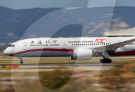 Shanghai Airlines Boeing 787-9 Dreamliner taking off  from Marseille Airport