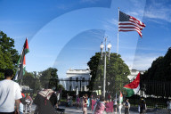 Gathered Out Side The Blair House Were Israel Prime Minister Benjamin Netanyahu Will Be Staying For Talks With President Donald J Trump
