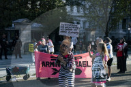 Gathered Out Side The Blair House Were Israel Prime Minister Benjamin Netanyahu Will Be Staying For Talks With President Donald J Trump