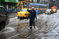 Water Logged Streets  Of Kolkata , India 