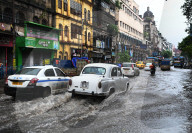 Water Logged Streets  Of Kolkata , India.