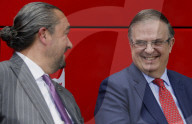 Marcelo Ebrard, Secretary Of Economy, Presents The "Made In Mexico" Badge To Mobility ADO