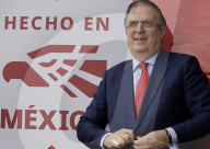 Marcelo Ebrard, Secretary Of Economy, Presents The "Made In Mexico" Badge To Mobility ADO