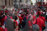 A Red Human Line In Paris For Gaza
