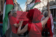 A Red Human Line In Paris For Gaza