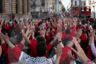 A Red Human Line In Paris For Gaza