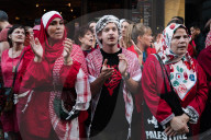 A Red Human Line In Paris For Gaza