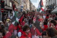 A Red Human Line In Paris For Gaza