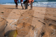 Plastic Nurdles Seen At The Beach In Ambalangoda