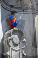 Superman costume on Manneken Pis for film premiere in Brussels, Belgium.