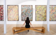 Cosmic Carpark Paintings by Ed Sheeran being sold to raise funds for the Ed Sheeran Foundation, a UK-wide initiative aimed at providing inclusive, high-quality music education for every child at the HENI Gallery,  London, Great Britain 
Press view 
10th