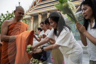 Floral Merit Making Ceremony For The Buddhist Lent Day.