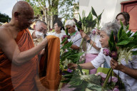 Floral Merit Making Ceremony For The Buddhist Lent Day.