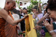 Floral Merit Making Ceremony For The Buddhist Lent Day.